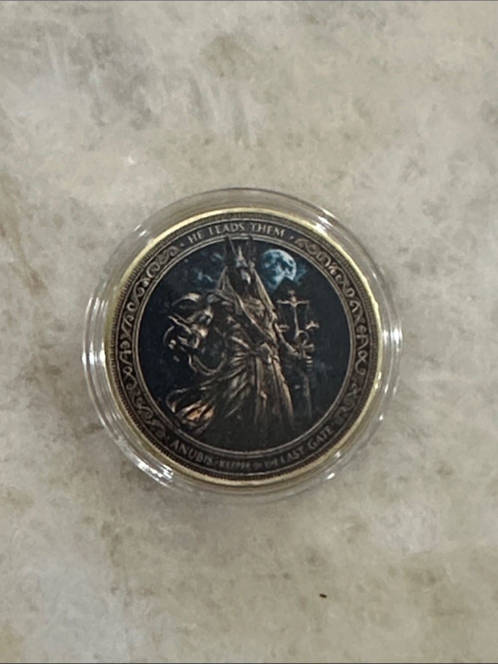 Decorative Mythic Anubis Coin Pendant - Black and Gold